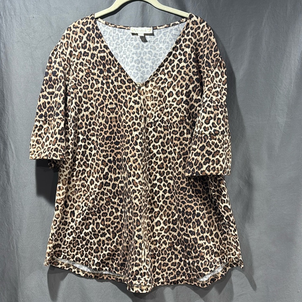Susan Betro Leopard Shirt 3X Weekend Short Sleeve
